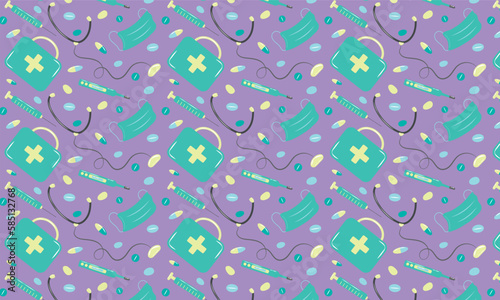 Medical pattern with medical instruments and medicines