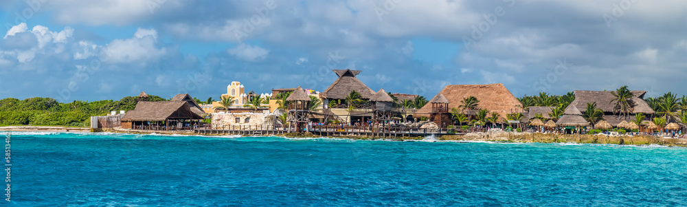 A panorama view across the mexican resort of Costa Maya on the Yucatan peninsula on a sunny day