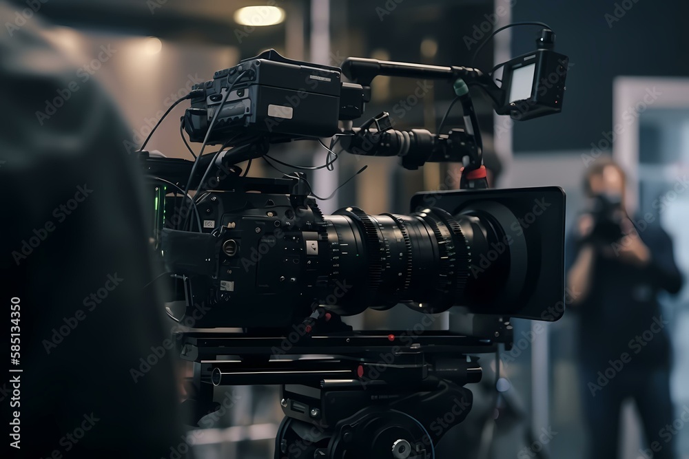A camera on a tripod - Generative AI A camera on a tripod - Generative AI