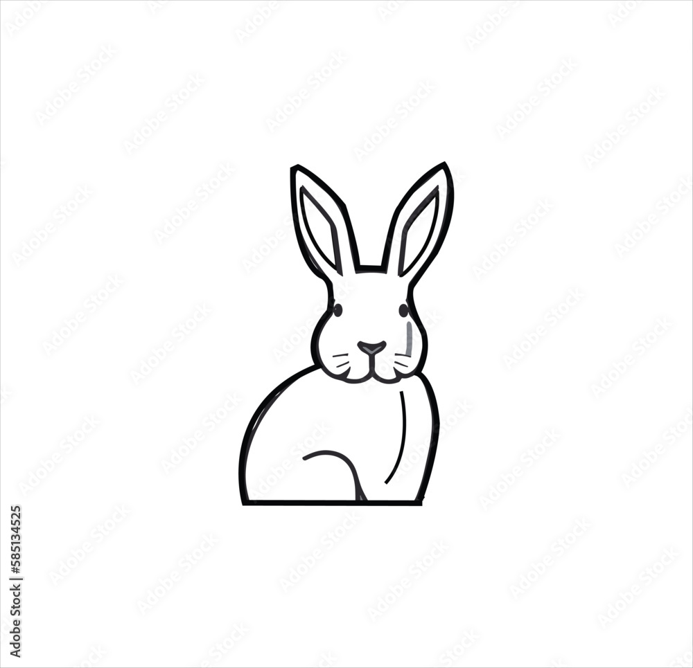 Fototapeta premium Head of rabbit vector line art work.