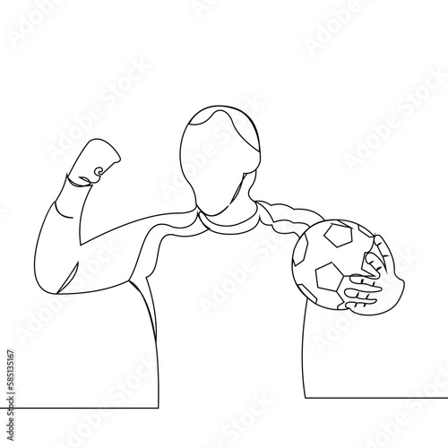 Continuous line vector of a person holding a ball