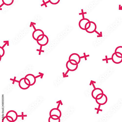 Seamless pattern with pink gender symbols