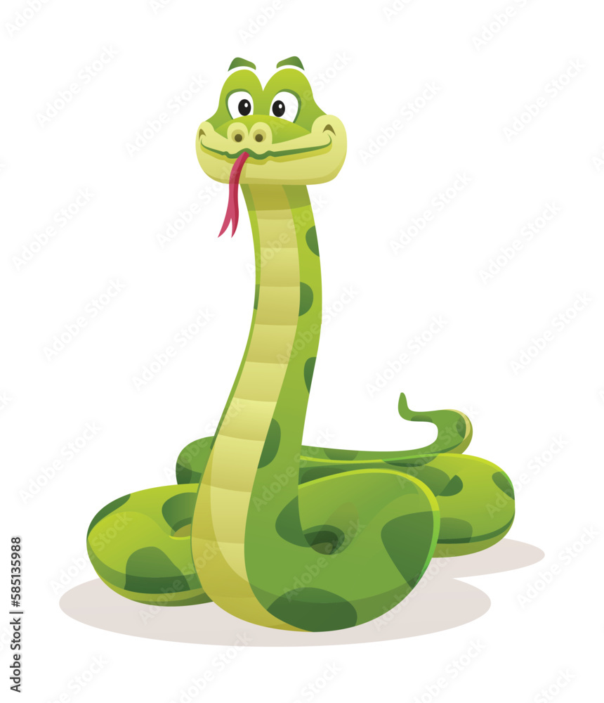 Cartoon green snake isolated on white background Cartoon green snake isolated on white background