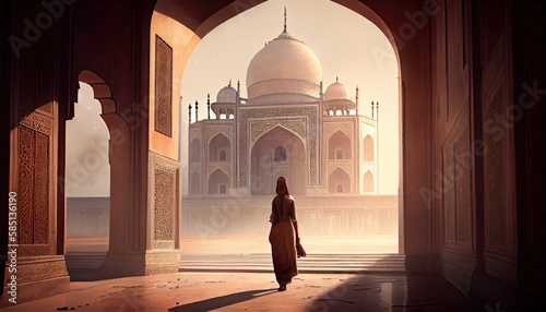 Woman in Taj Mahal travel tourist in india Ramadan the holy time for prayer World Tourism Day 27th September