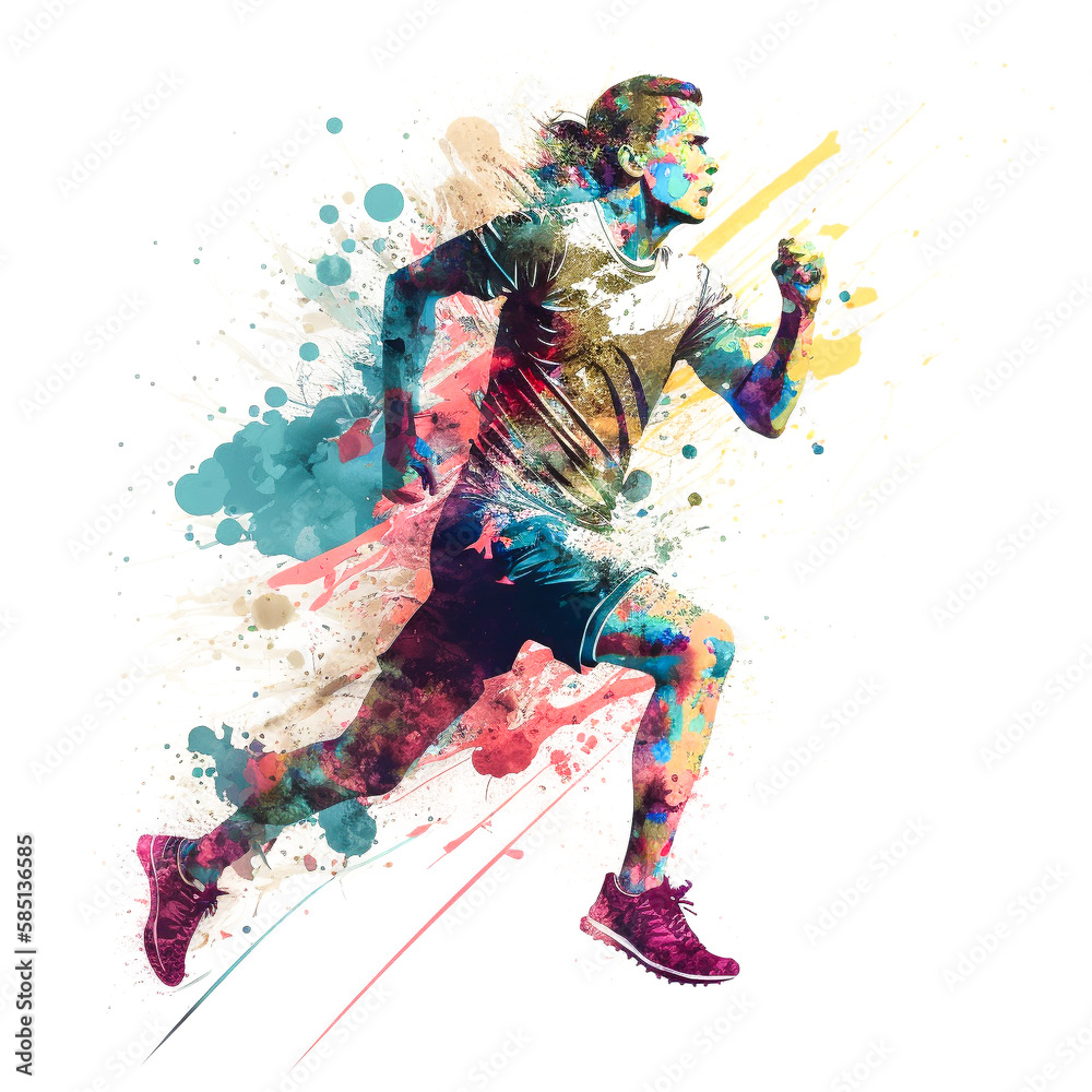 陸上選手のペイントアート, runner Paint Art, Generative AI