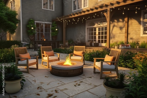 Outdoor Living Space: Create a set of images that showcase a comfortable, inviting outdoor living space. Generative AI