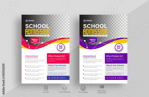 School admission flyer design . back to school flyer design . Back to school admission flyer.