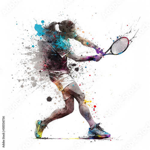 テニス選手のペイントアート, tennis Player Paint Art, Generative AI
