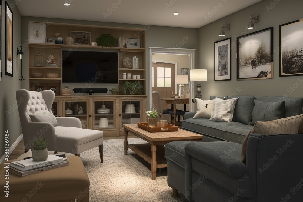Family Room: Capture a set of images that showcase a cozy, family - friendly family room. Generative AI Family Room: Capture a set of images that showcase a cozy, family - friendly family room. Generative AI