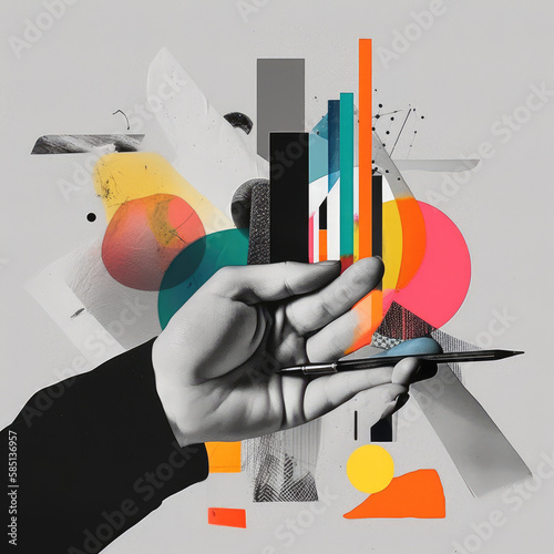 Innovation and creativity a hand holding a paintbrush or pen