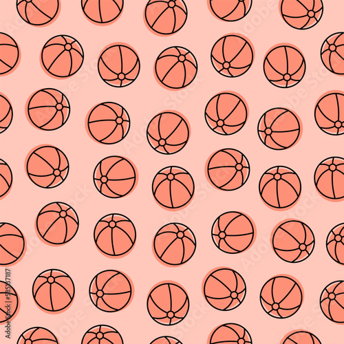 Pink seamless pattern with pink beach ball