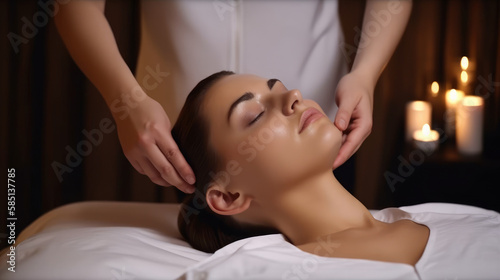 Young woman getting a massage - made with Generative AI