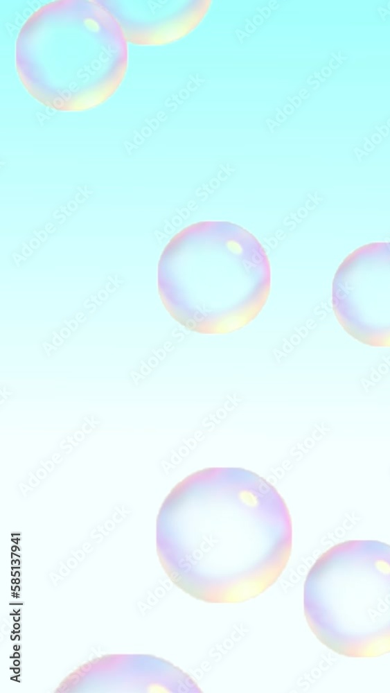 上がっていく白色の大きな泡(青白グラデーション背景) 縦型 シャボン玉 上がっていく白色の大きな泡(青白グラデーション背景) 縦型 シャボン玉