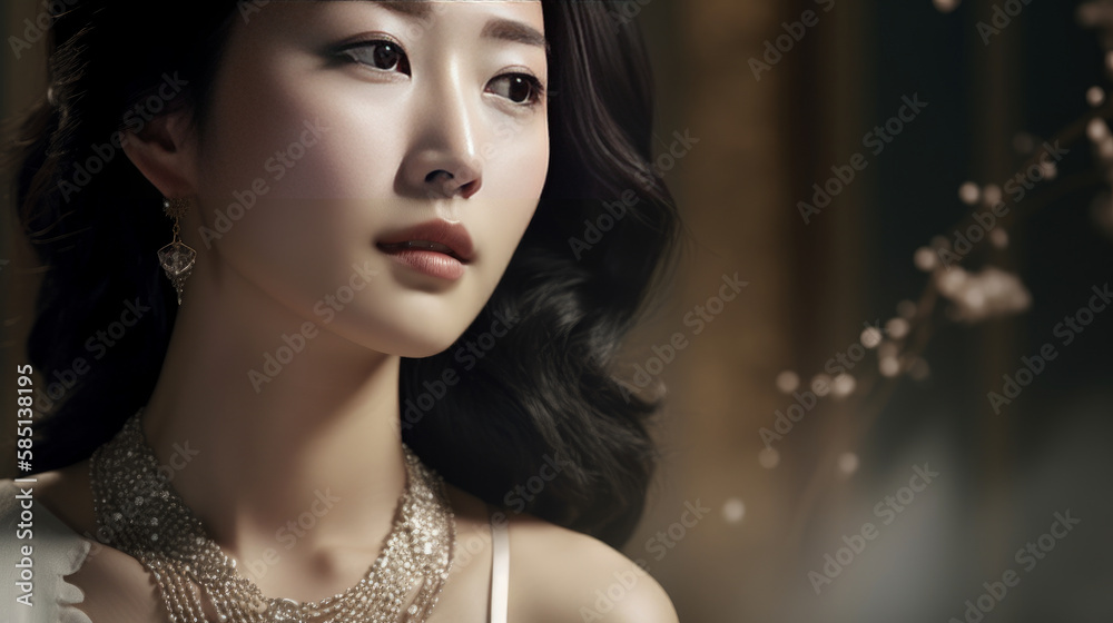 Beautiful Asian Woman in a luxury environment - ideal for advertising - made with Generative AI Beautiful Asian Woman in a luxury environment - ideal for advertising - made with Generative AI