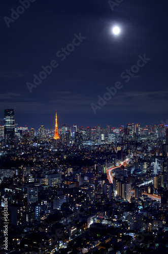 恵比寿ガーデンプレイスから見た東京タワーと都市の夜景