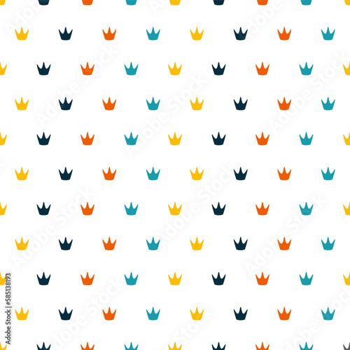 Seamless pattern with colorful crowns