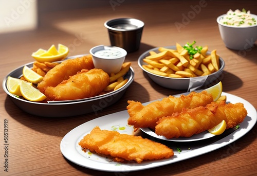 Fish And Chips AI Generated