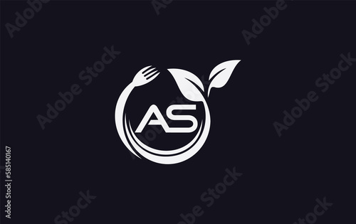 Green leaf nature with spoon and healthy logo design spoon fork and leaf