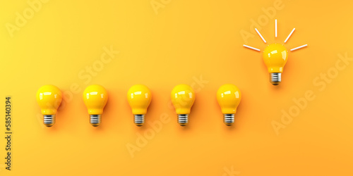 Cuadro en lienzo One out unique idea light bulb - 3D render