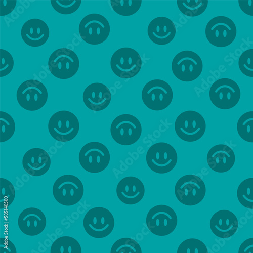 Teal seamless pattern with happy face