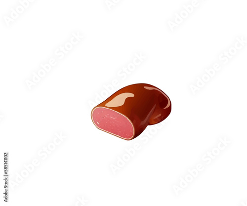 3d vector illustration of cutaway smoked meat isolated on white background
