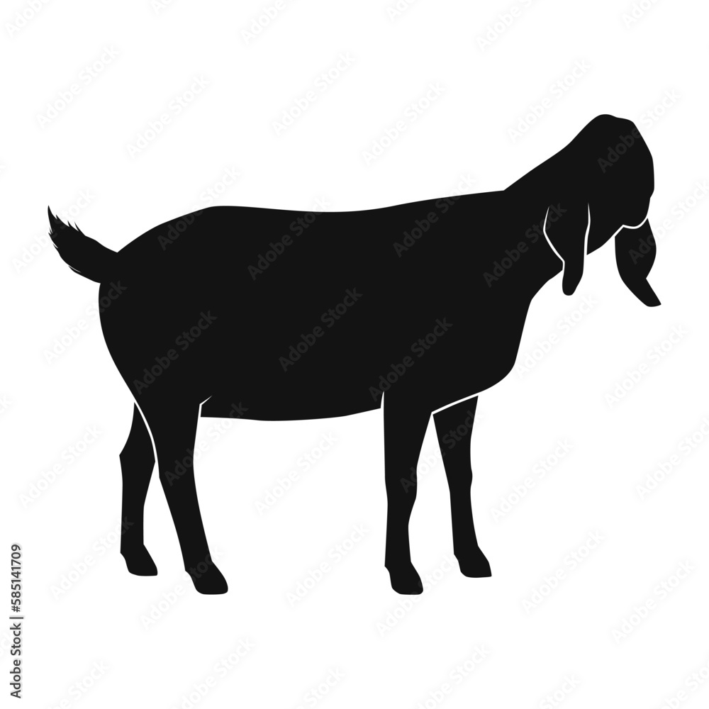 Silhouette of a Goat. Flat vector illustration