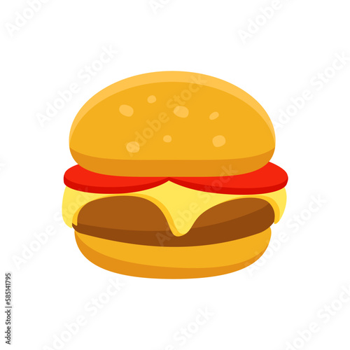 Cheese Burger Cartoon Icon Isolated Vector Illustration