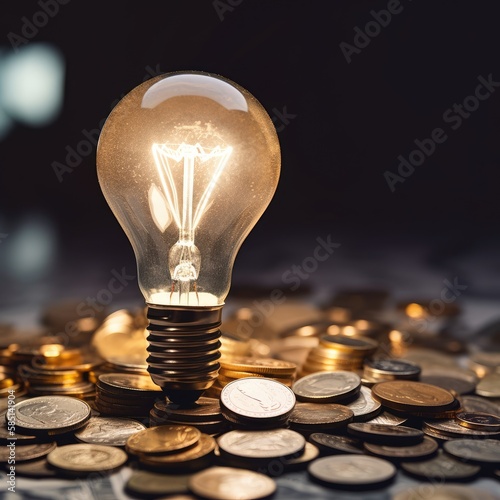 light bulb with coins