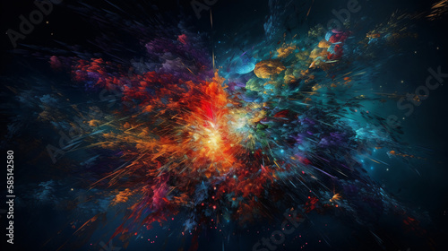 background with color explosion space red cloud generative ai