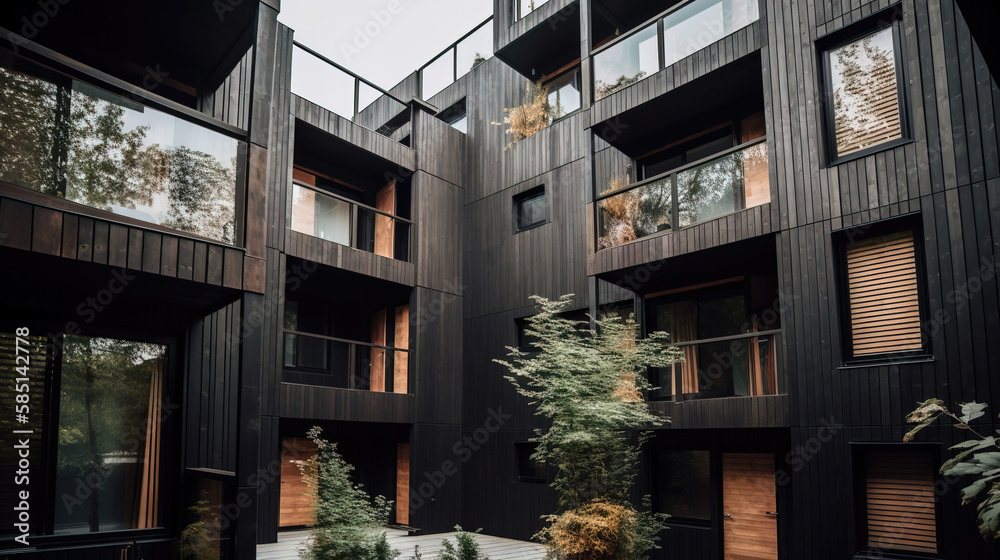 Modern house architecture, sustainable environment.. generative AI Modern house architecture, sustainable environment.. generative AI