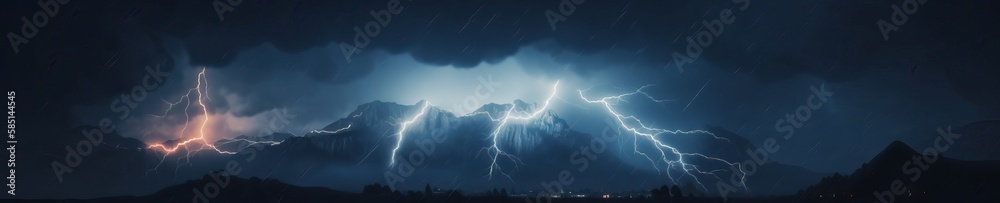 Night sky background with sparkling lightning. Horizontal banner and poster, header for website. generative ai Night sky background with sparkling lightning. Horizontal banner and poster, header for website. generative ai