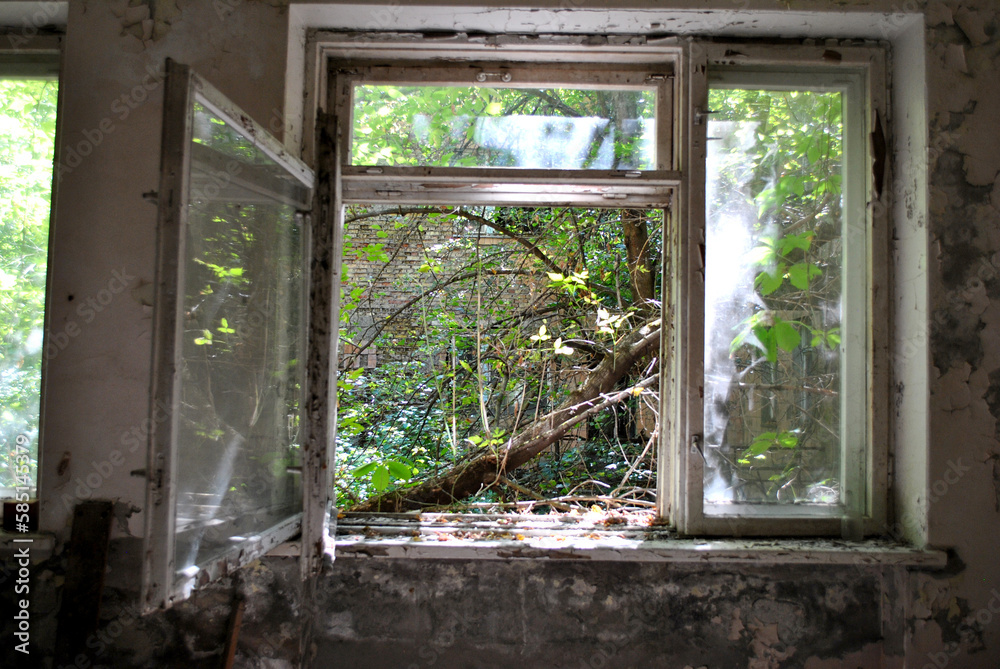 abandoned window in the house