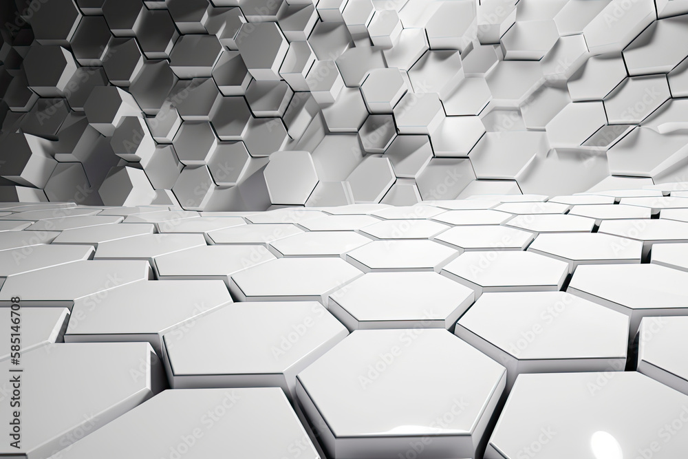 Obraz premium Abstract futuristic surface concept with hexagons. Trendy sci-fi technology background