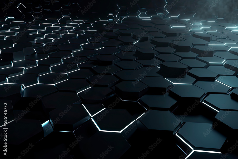 Obraz premium Abstract futuristic surface concept with hexagons. Trendy sci-fi technology background