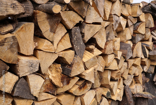 Laying chopped wood for the stove