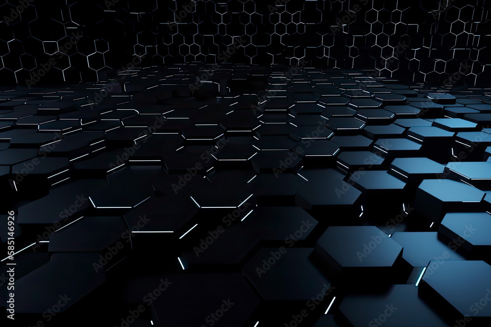 Obraz premium Abstract futuristic surface concept with hexagons. Trendy sci-fi technology background