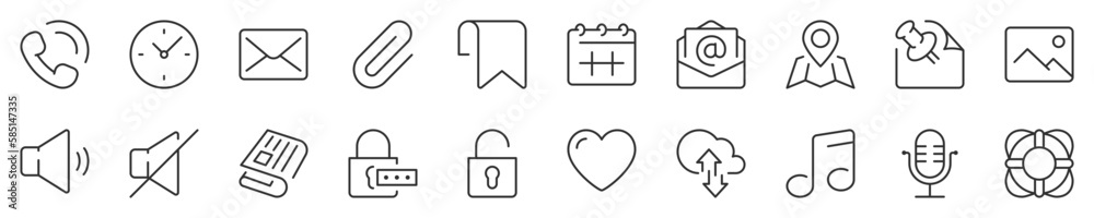 User interface thin line icon set 2 of 4. Symbol collection in ...