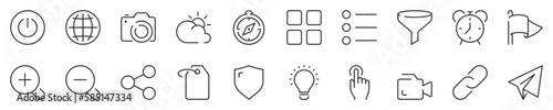 User interface thin line icon set 3 of 4. Symbol collection in transparent background. Editable vector stroke. 512x512 Pixel Perfect.