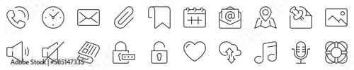 User interface thin line icon set 2 of 4. Symbol collection in transparent background. Editable vector stroke. 512x512 Pixel Perfect.