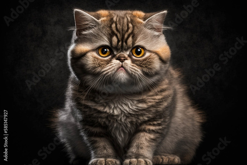 Captivating Exotic Shorthair Cat on a Mysterious Dark Background