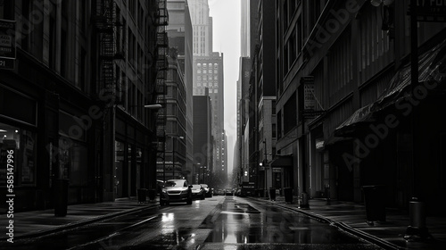 photo of a street canyon in black and white - made with Generative AI