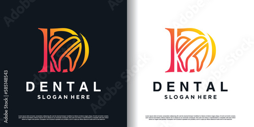 dental logo design vector with letter D concept premium vector