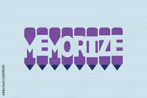 Memorize text with Pen symbol creative ideas design, vector illustration graphic design. Memorize typography negative space word vector illustration.