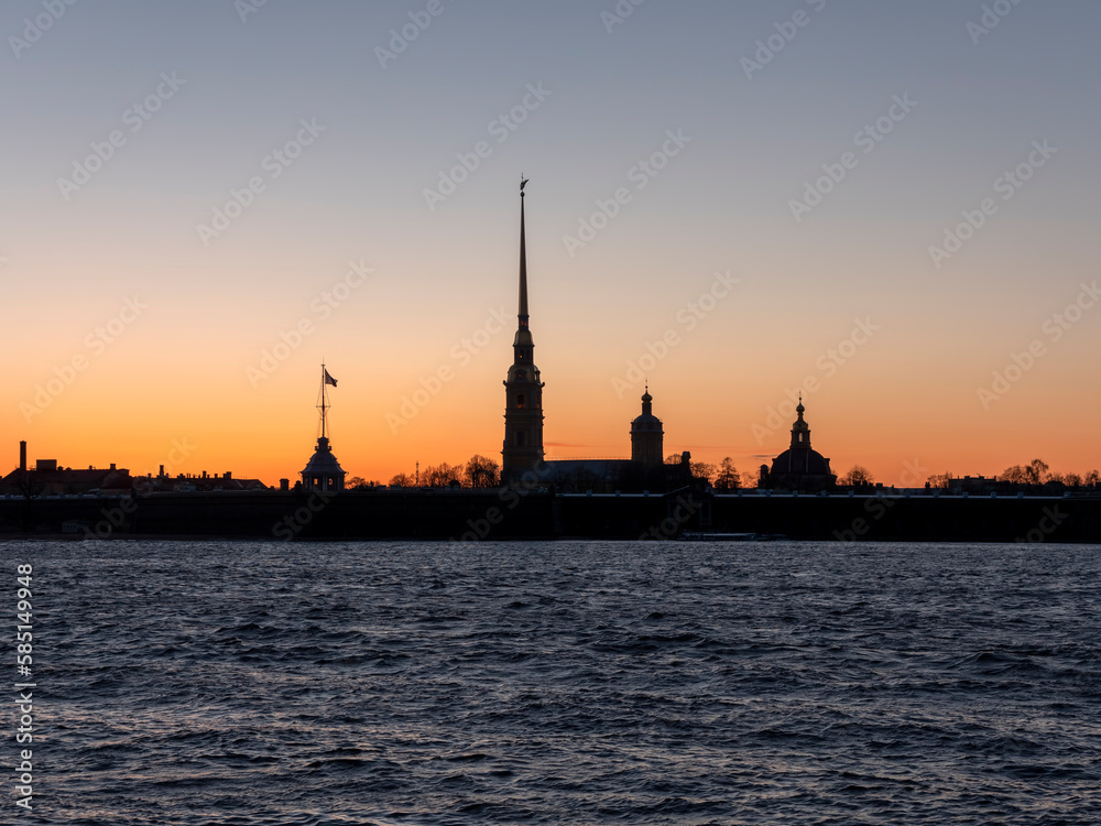 Peter and Paul Fortress night is the original citadel of St. Petersburg, Russia.