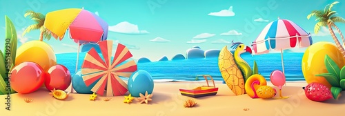 Summer background  Summer tropical sea background  sand beach. Horizontal banner and poster  header for website. generative ai