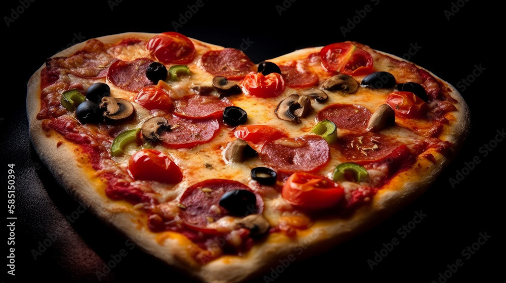 Heart shaped pizza - I love pizza - made with Generative AI
