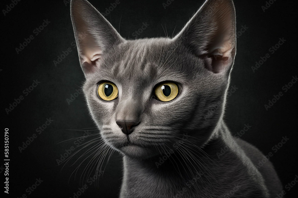 Majestic Korat Cat on Dark Background - A Symbol of Elegance and Intelligence