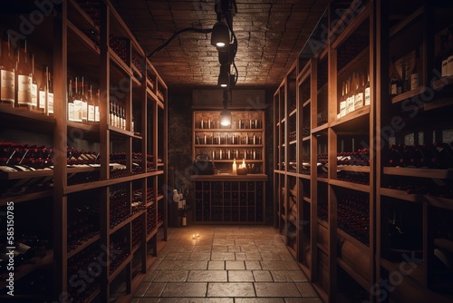 Wine Cellar: Create a set of images that showcase an impressive, well - stocked wine cellar. Generative AI