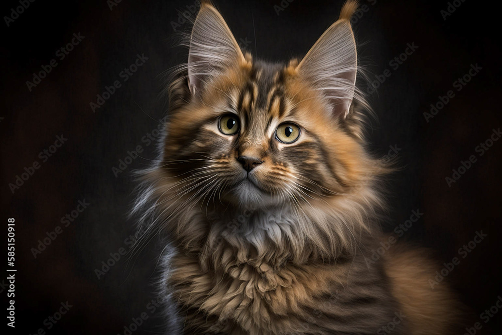 Gorgeous LaPerm Breed Cat on Dark Background - A Perfect Blend of Curly Cuteness and Playful Personality