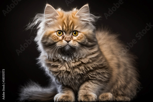 Munchkin Cat on a Dark Background: Adorable Feline with a Unique Trait